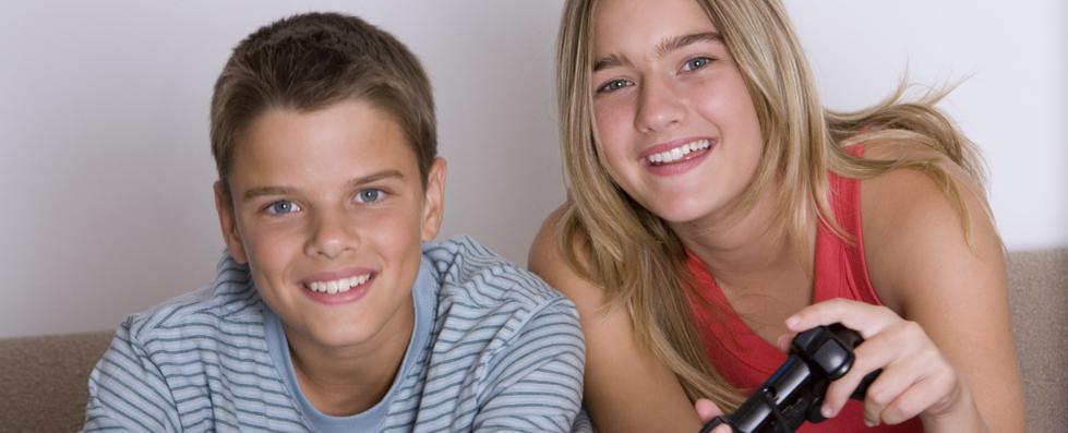 a boy and a girl smiling